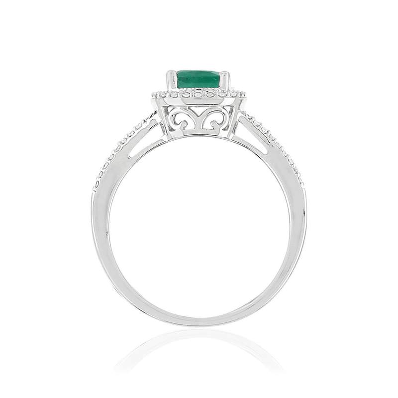 Bague MATY Or 750 blanc Emeraude et Diamants - vue 2