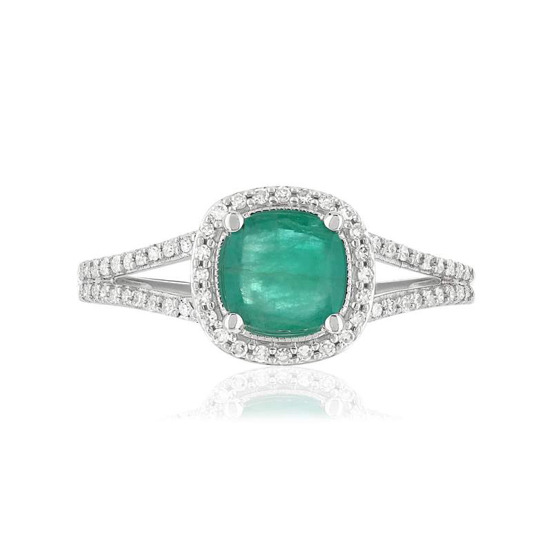 Bague MATY Or 750 blanc Emeraude et Diamants - vue 3