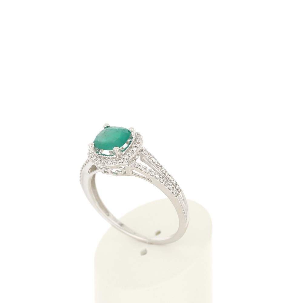 Bague MATY Or 750 blanc Emeraude et Diamants - vue 3