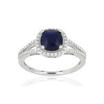 Bague MATY Or 750 blanc Saphir et Diamants - vue 1