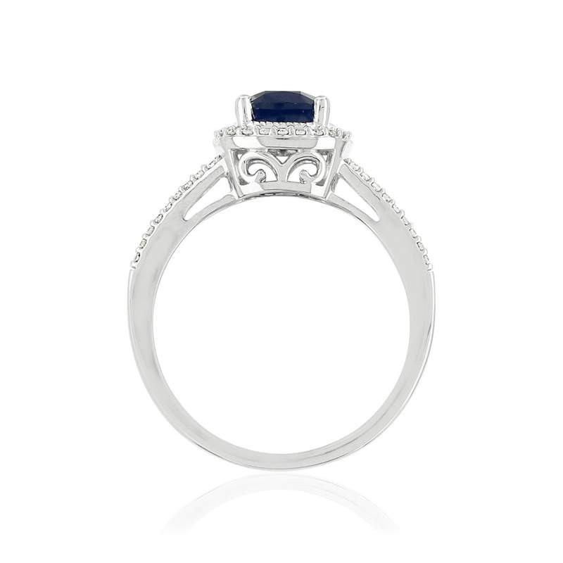 Bague MATY Or 750 blanc Saphir et Diamants - vue 2