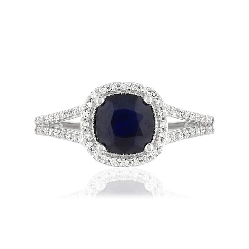Bague MATY Or 750 blanc Saphir et Diamants - vue 3