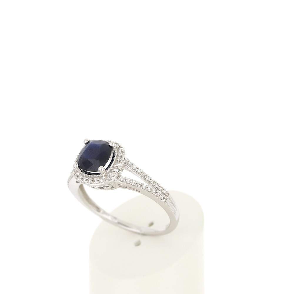 Bague MATY Or 750 blanc Saphir et Diamants - vue 3
