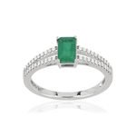 Bague MATY Or 750 blanc Emeraude et Diamants - vue 1