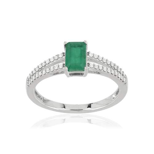 Bague MATY Or 750 blanc Emeraude et Diamants