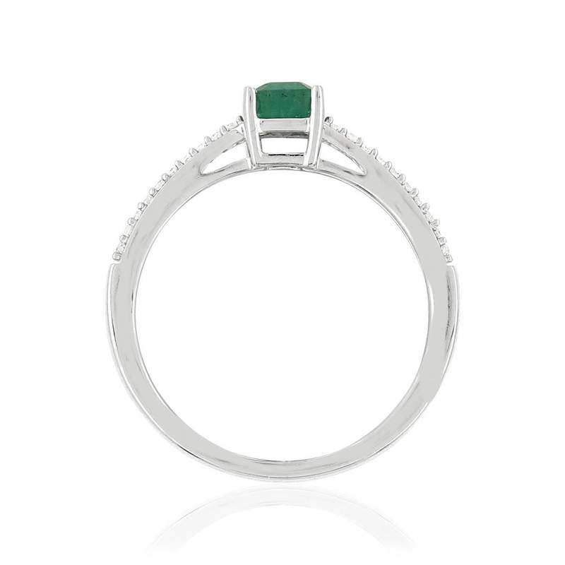 Bague MATY Or 750 blanc Emeraude et Diamants - vue 2