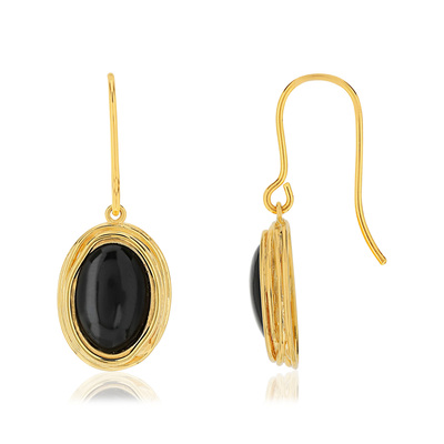 Boucles d'oreilles MATY Dorées Onyx noirs - vue V1