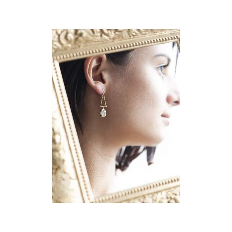 Boucles d'oreilles MATY Dorées Quartz - vue porté 2