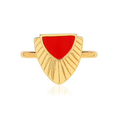 Bague MATY Dorée laque rouge - vue V5