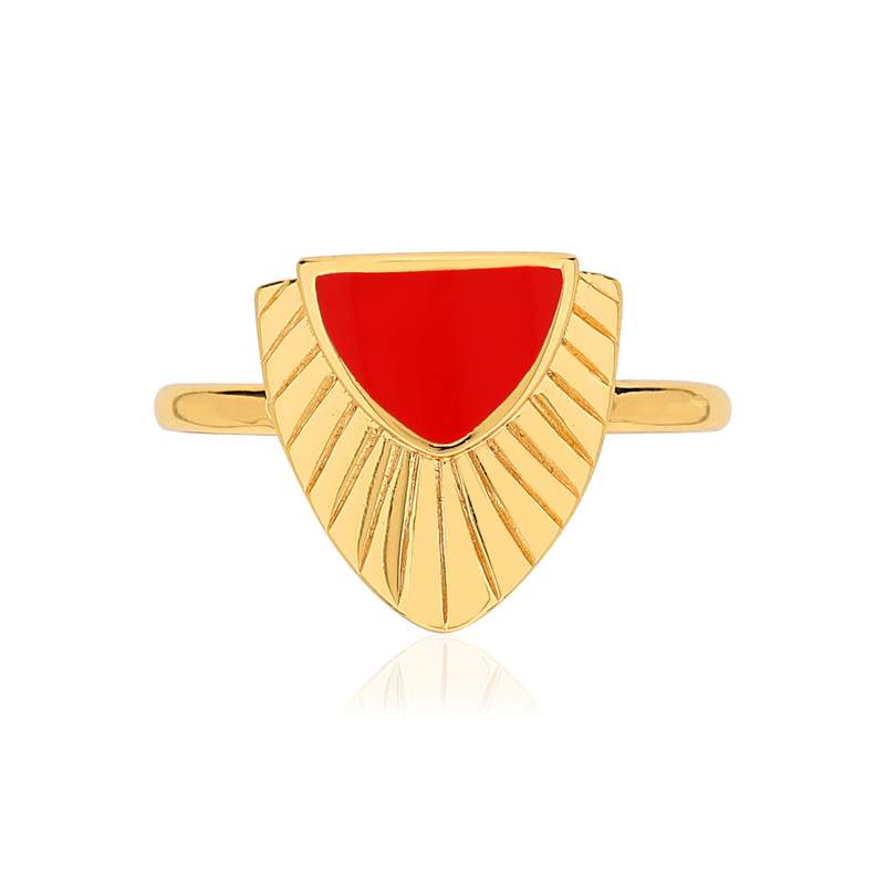 Bague MATY Dorée laque rouge - vue 5