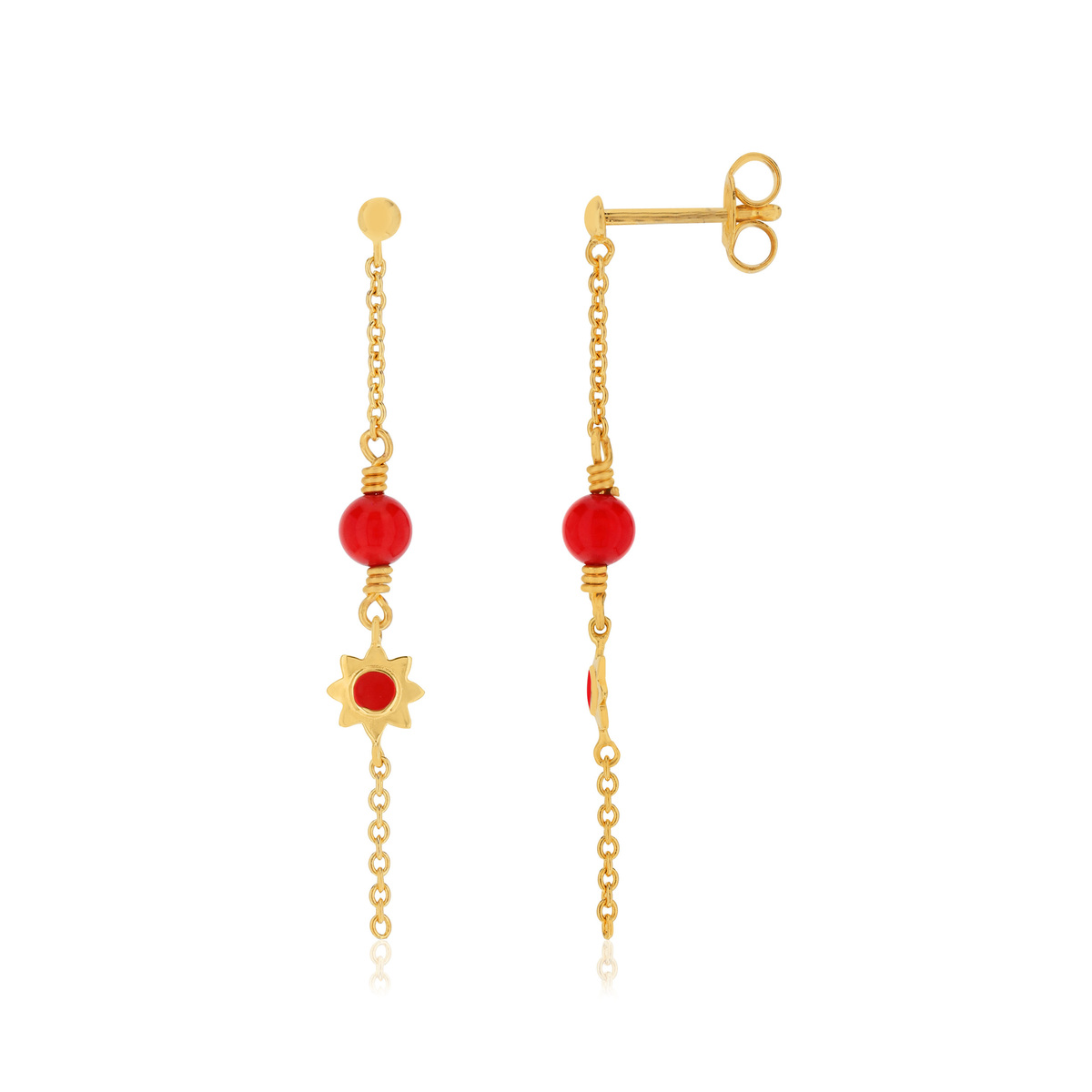 Boucles d'oreilles MATY Or 375 jaune corail imit - vue V1