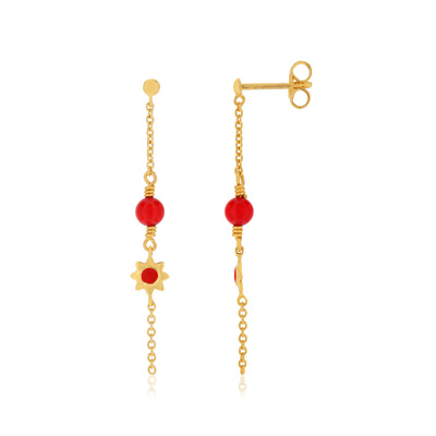 Boucles d'oreilles MATY Or 375 jaune corail imit - vue V1