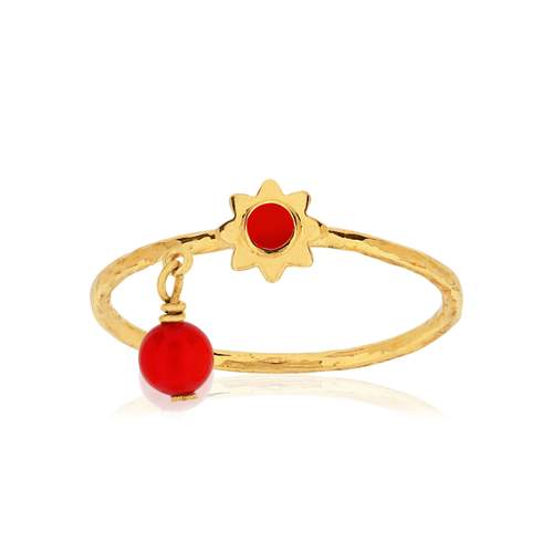 Bague MATY Or 375 jaune corail imitation laque