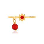 Bague MATY Or 375 jaune corail imitation laque - vue 3