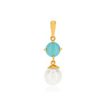 Pendentif MATY Or 375 jaune Turq imit perle - vue 1
