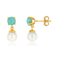 Boucles d'oreilles MATY Or 375 jaune Turqu imit
