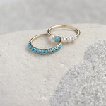 Ring MATY Geel 375 goud Turquoise imitatie parels - zicht D3