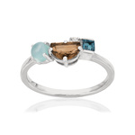 Bague MATY Or 375 blanc pierres fines - vue 1