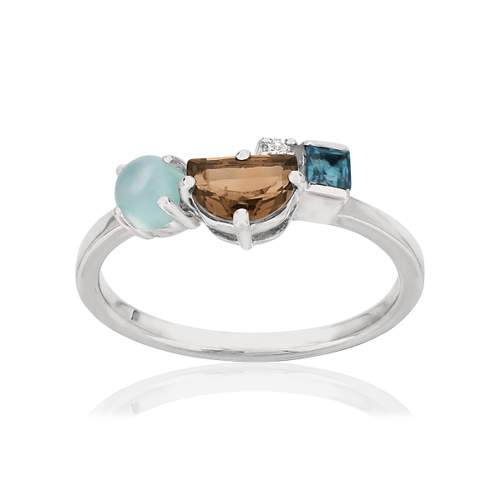 Bague MATY Or 375 blanc pierres fines