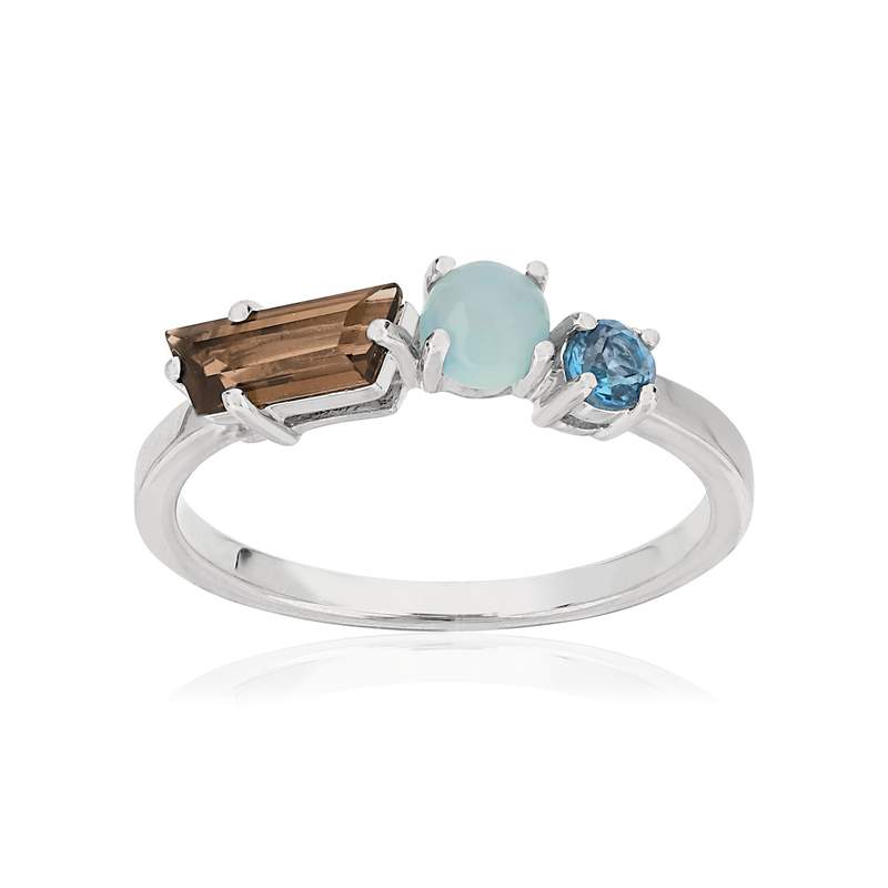 Bague MATY Or 375 blanc pierres fines - vue 1