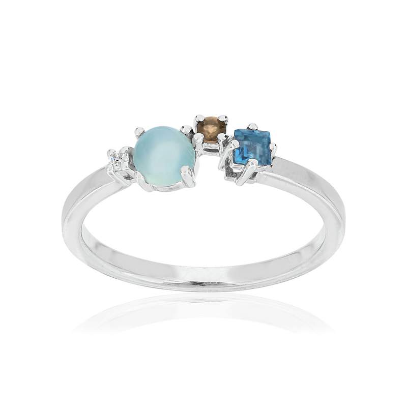Bague MATY Or 375 blanc pierres fines - vue 1