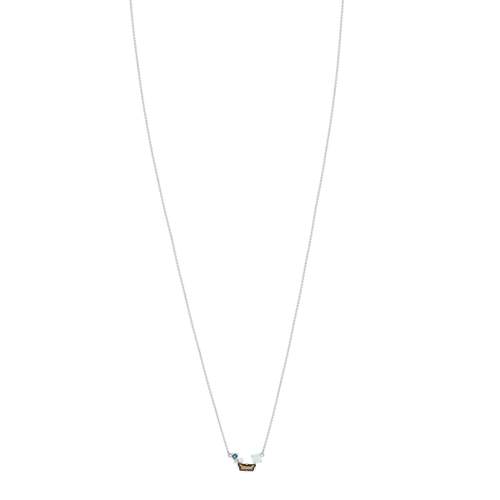Collier MATY Or 375 blanc pierres fines 43 cm