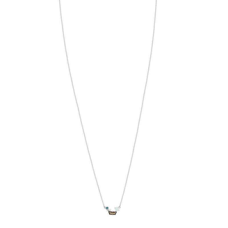 Collier MATY Or 375 blanc pierres fines 43 cm - vue 1