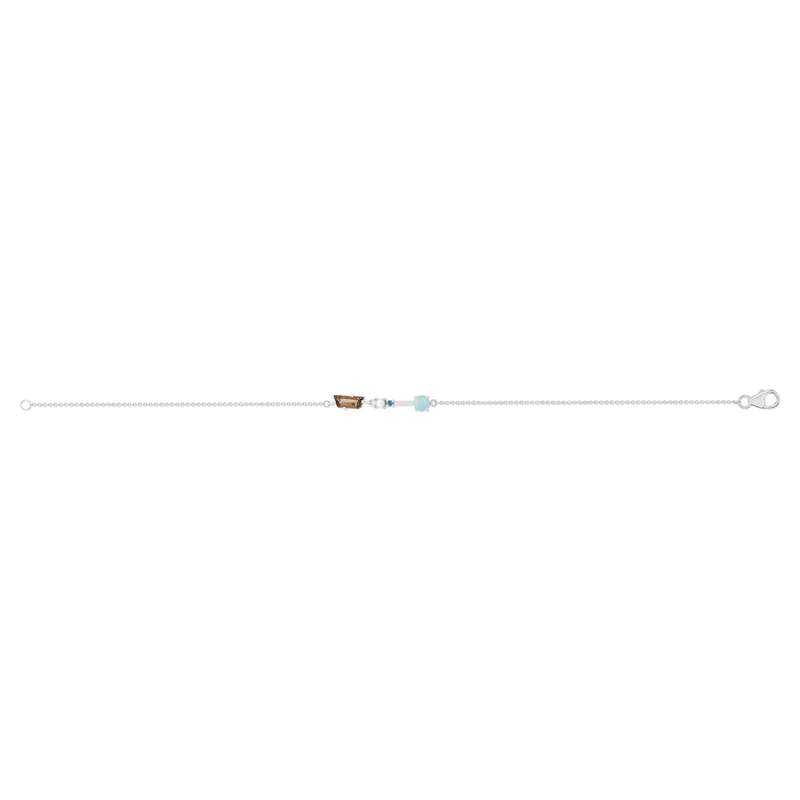 Bracelet souple MATY Or 375 blanc pierres fines - vue 1