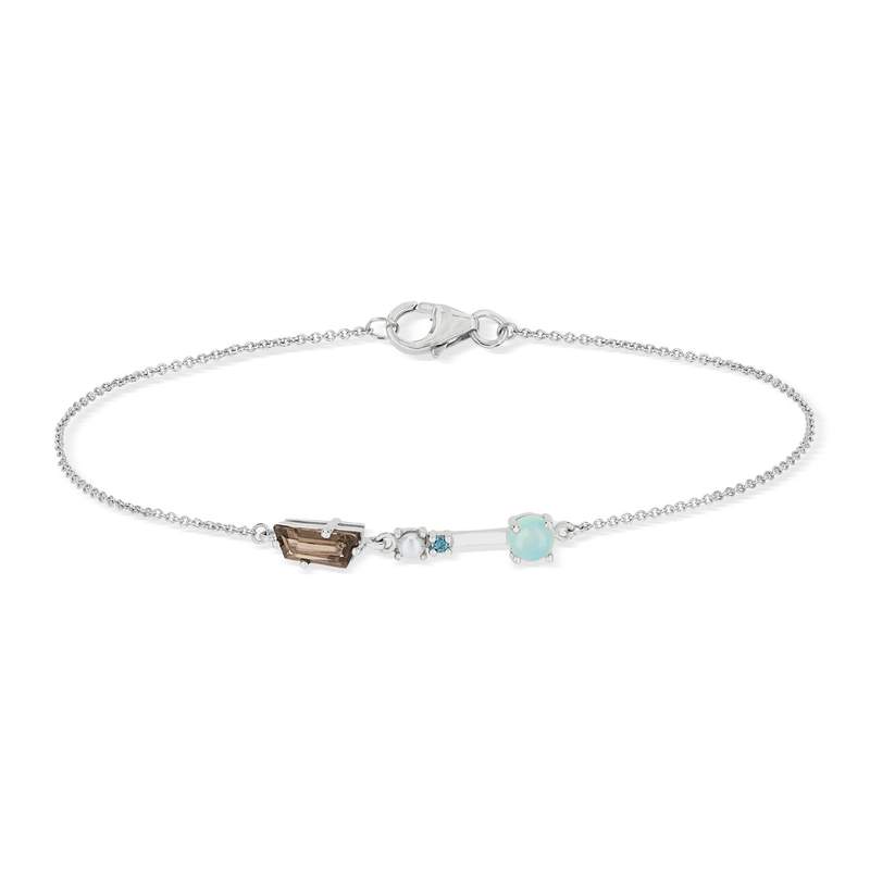 Bracelet souple MATY Or 375 blanc pierres fines - vue 2
