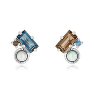 Boucles d'oreilles MATY Or 375 blanc pierres fines