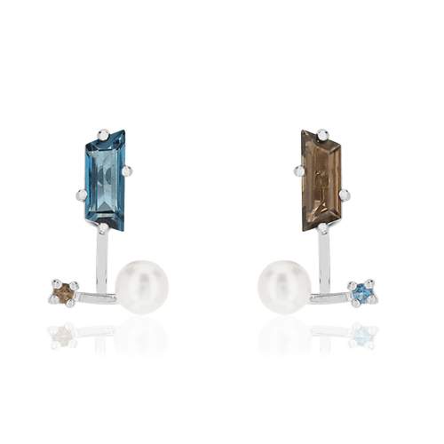 Earrings MATY Gold 375 white gemstones