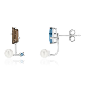 Boucles d'oreilles MATY Or 375 blanc pierres fines