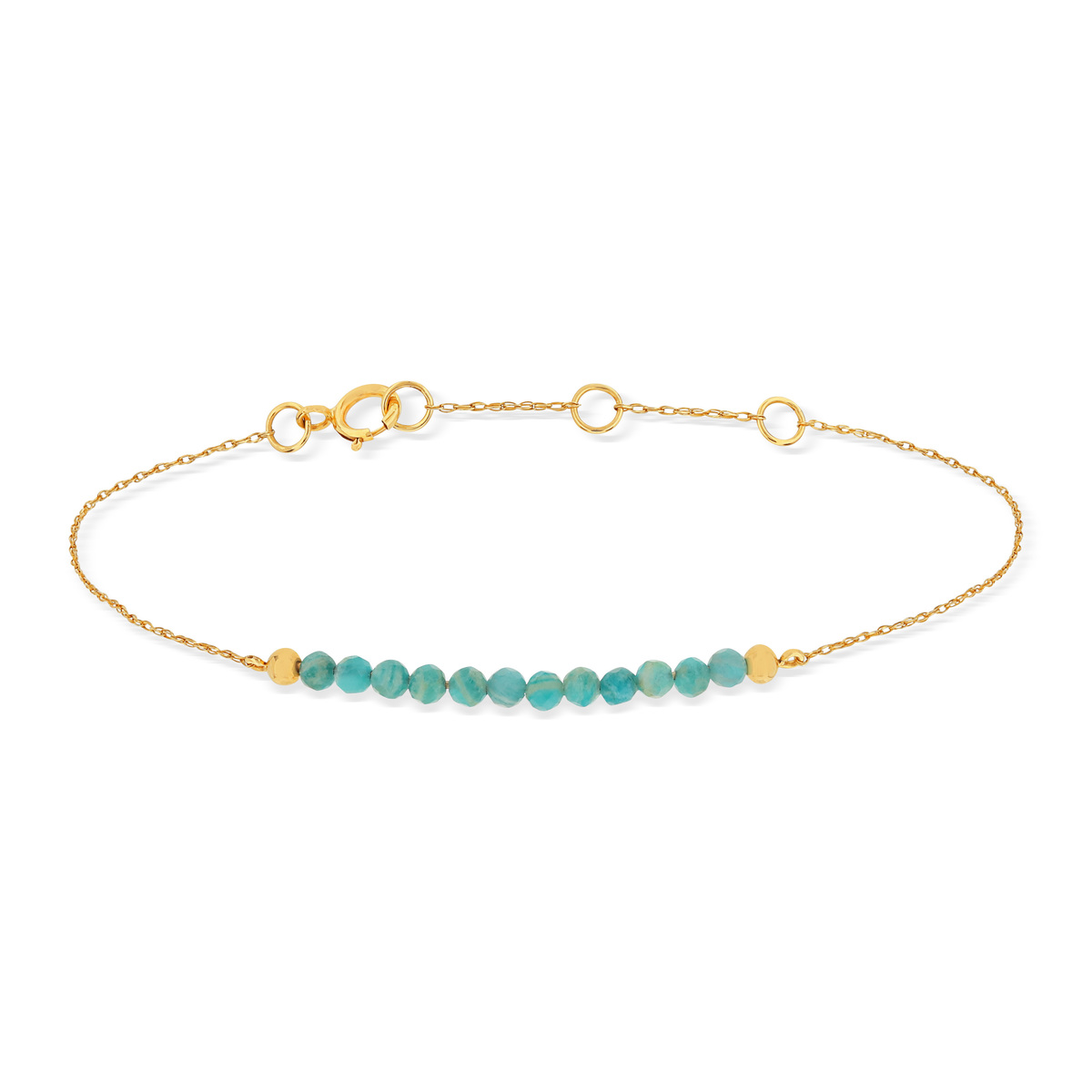 Bracelet souple MATY Or 375 jaune Amazonites 19 cm - vue V2