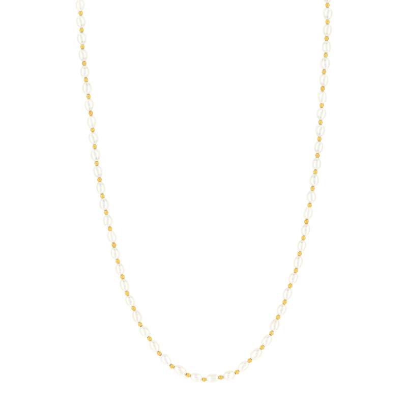 Parure or 375 perles de culture de chine collier bracelet - vue D1