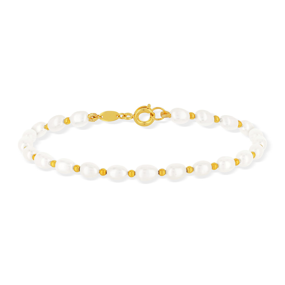 Parure or 375 perles de culture de chine collier bracelet - vue D2