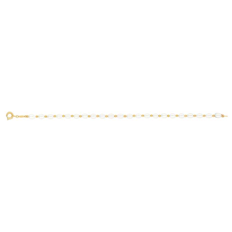 Parure or 375 perles de culture de chine collier bracelet - vue D3