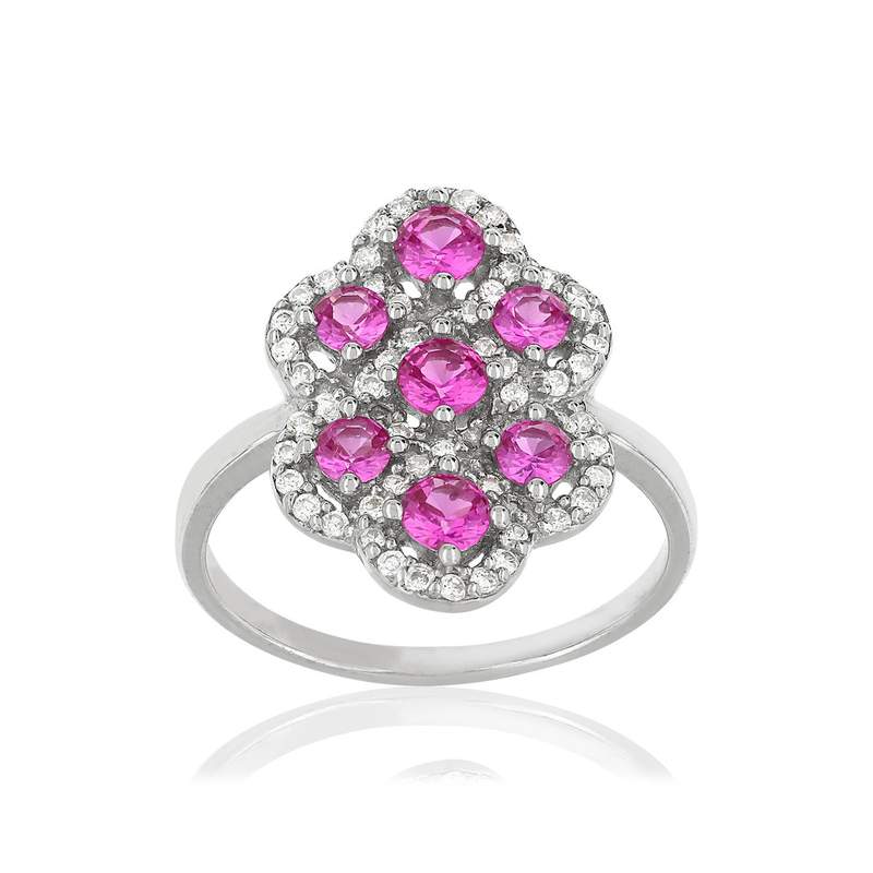 Parure argent 925 pierres imitation roses et zirconias - vue D2