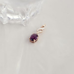 Pendentif or 375 rose diamant et grenat rhodolite pourpre - vue D3