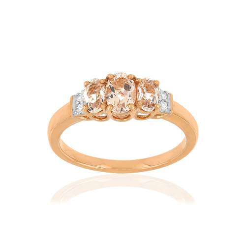 Bague MATY Or 375 2 tons Diamants et Morganites