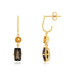 Boucles d'oreilles MATY Or 375 jaune Quartzs fumés et Citrines - vue 1