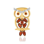 Pendentif or 375 jaune chouette diamants et grenats - vue 1