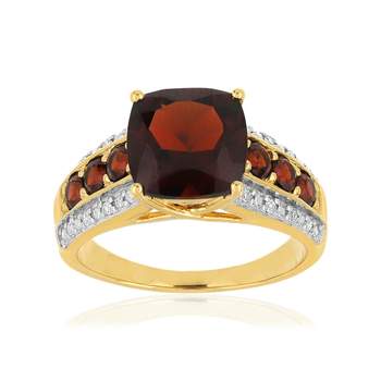 Bague or 375 2 tons diamants et grenats