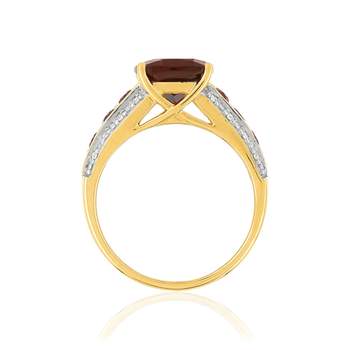 Bague or 375 2 tons diamants et grenats