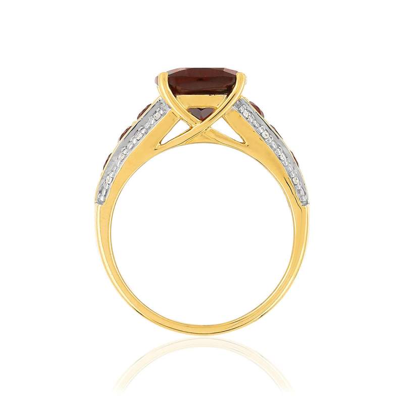 Bague or 375 2 tons diamants et grenats - vue 2
