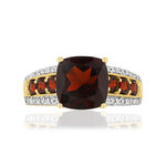 Bague or 375 2 tons diamants et grenats - vue 3