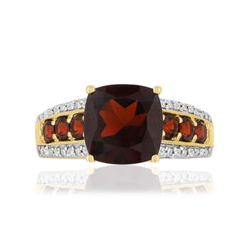 Bague or 375 2 tons diamants et grenats