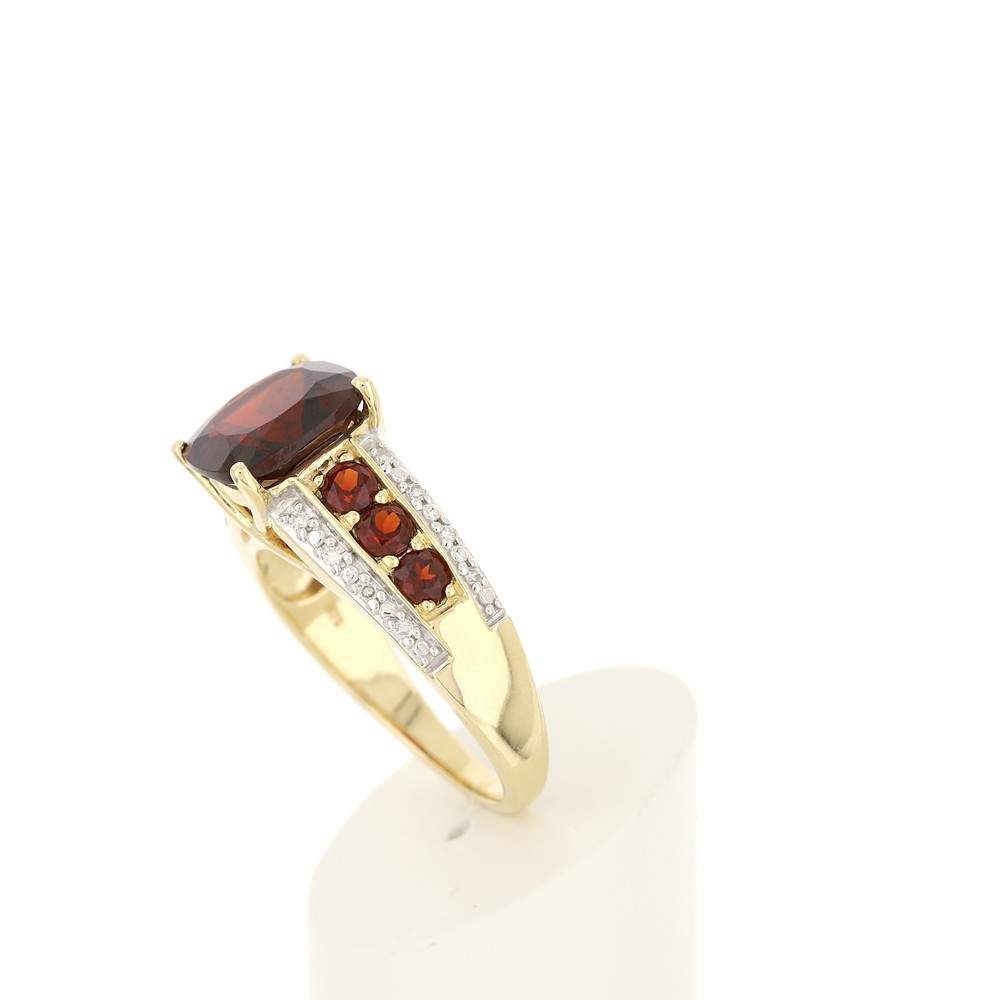 Bague or 375 2 tons diamants et grenats - vue 5