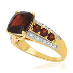 Bague or 375 2 tons diamants et grenats - vue D1