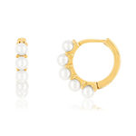 Créoles or 375 jaune perles de culture de Chine 13 mm - vue 1