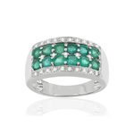 Bague or 750 émeraudes et diamants - vue 1
